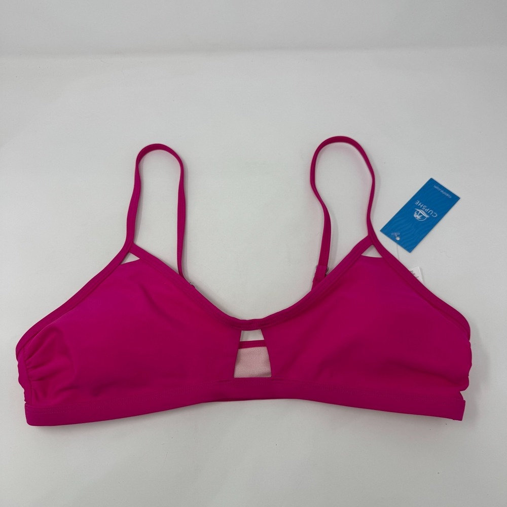 NWT Cupshe Bikini Top Swimsuit Beach Swim Pink Women's Size Medium - Picture 1 of 9
